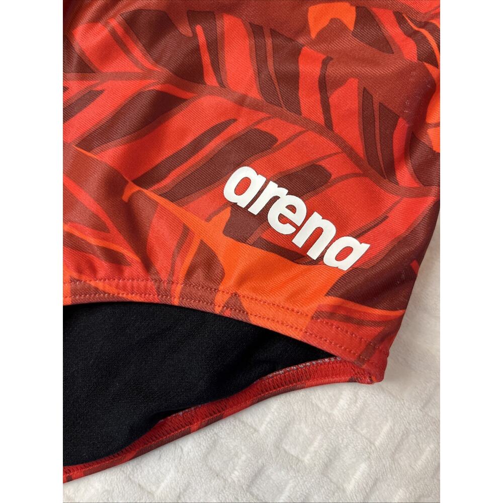 Arena One Piece Racer Back Lap Swimsuit Athletic 42 US XL Red Tropical Print - Picture 8 of 13
